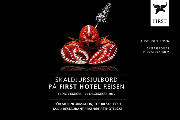 hotell reisen stockholm julbord Skaldjursjulbord på First Hotel Reisen 2019