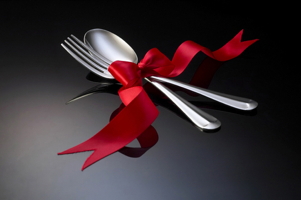 Bestick med rosett för cateringjulbord cateringjulbord