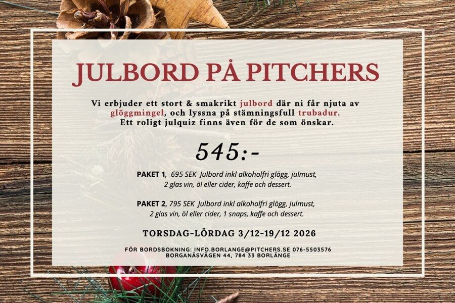 Julbord på Pitcher's Borlänge