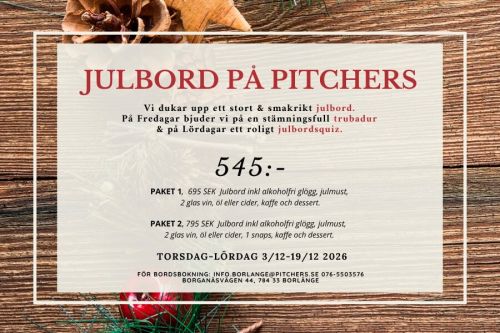 Julbord på Pitcher's Borlänge